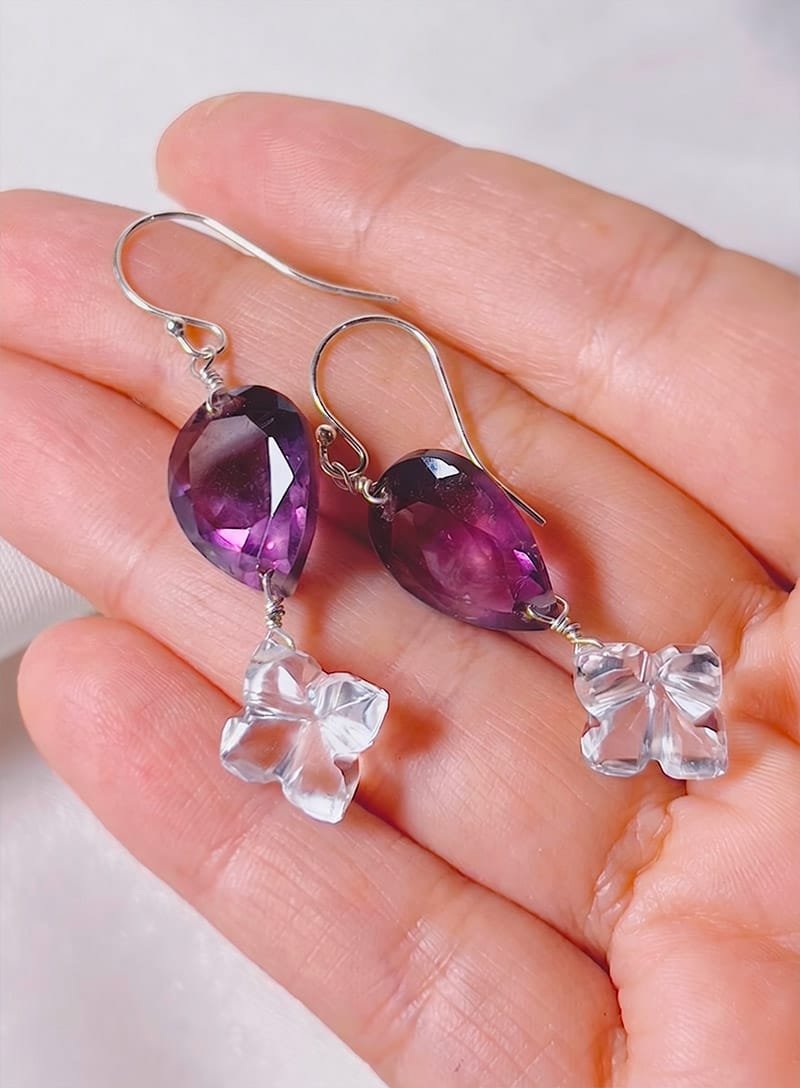 Aretes de Amatista y Cuarzo Natural